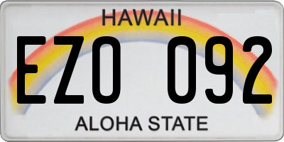 HI license plate EZO092