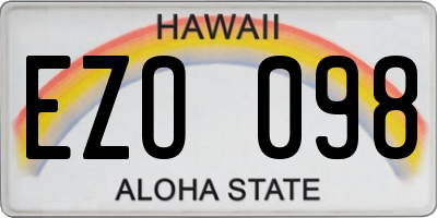 HI license plate EZO098