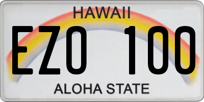 HI license plate EZO100