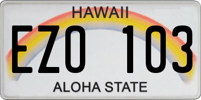 HI license plate EZO103