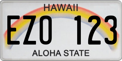HI license plate EZO123