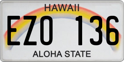 HI license plate EZO136