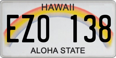 HI license plate EZO138