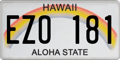 HI license plate EZO181