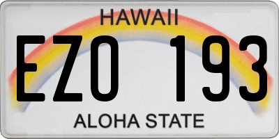HI license plate EZO193