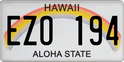 HI license plate EZO194
