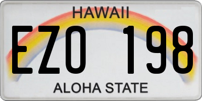 HI license plate EZO198