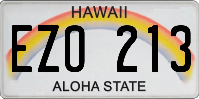 HI license plate EZO213