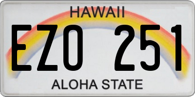 HI license plate EZO251