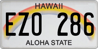 HI license plate EZO286