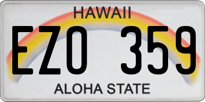 HI license plate EZO359