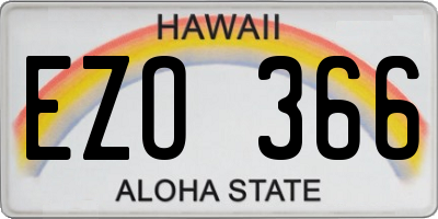 HI license plate EZO366