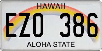 HI license plate EZO386