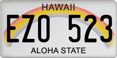 HI license plate EZO523