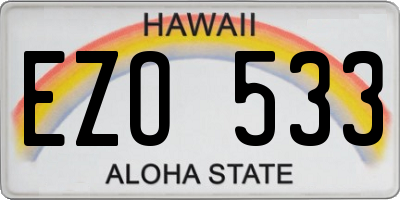 HI license plate EZO533