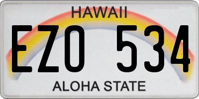 HI license plate EZO534