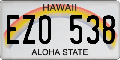 HI license plate EZO538