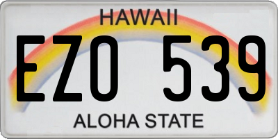 HI license plate EZO539