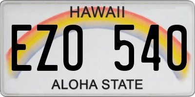 HI license plate EZO540