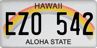 HI license plate EZO542