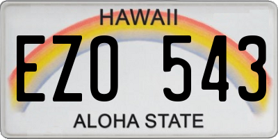 HI license plate EZO543