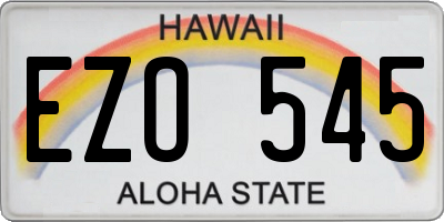 HI license plate EZO545