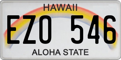 HI license plate EZO546