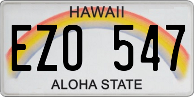 HI license plate EZO547