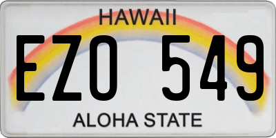 HI license plate EZO549