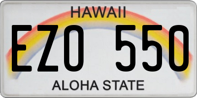 HI license plate EZO550