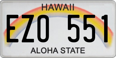 HI license plate EZO551