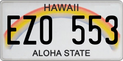 HI license plate EZO553