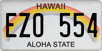 HI license plate EZO554