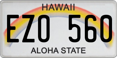 HI license plate EZO560