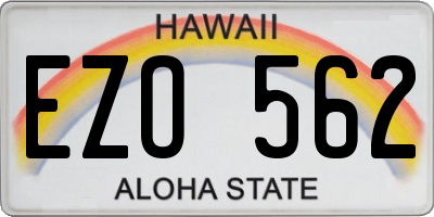 HI license plate EZO562