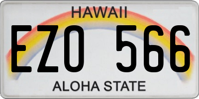 HI license plate EZO566