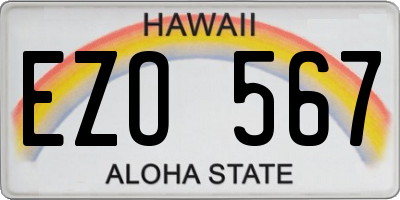 HI license plate EZO567