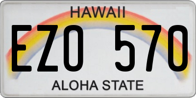 HI license plate EZO570