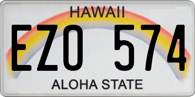 HI license plate EZO574