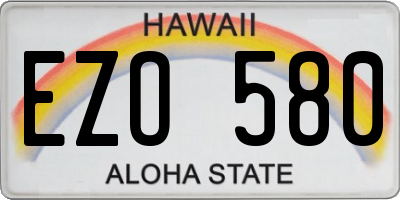HI license plate EZO580