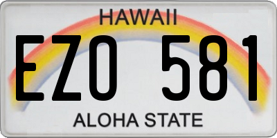 HI license plate EZO581