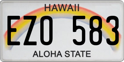 HI license plate EZO583