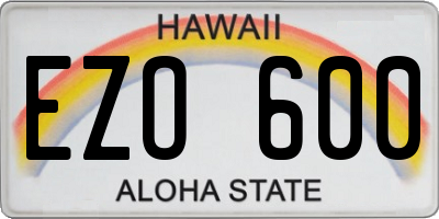 HI license plate EZO600