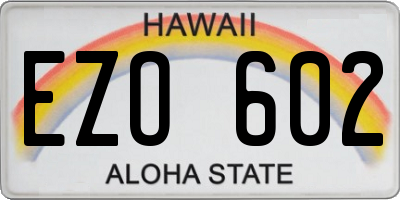 HI license plate EZO602