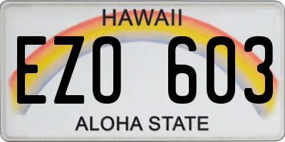 HI license plate EZO603