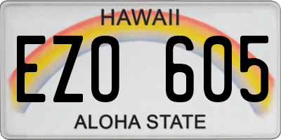 HI license plate EZO605