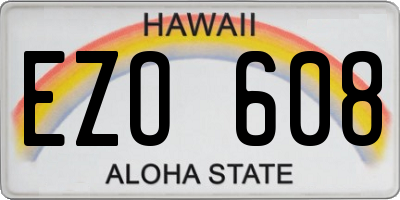 HI license plate EZO608