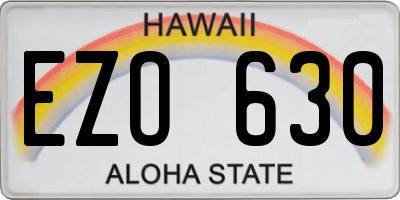 HI license plate EZO630