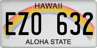 HI license plate EZO632