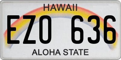 HI license plate EZO636